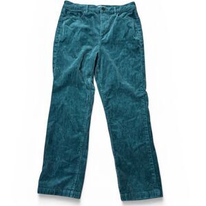 LOFT Teal Corduroy Wide Leg Pants Size 10 30 High Rise Fall Winter Boho Retro